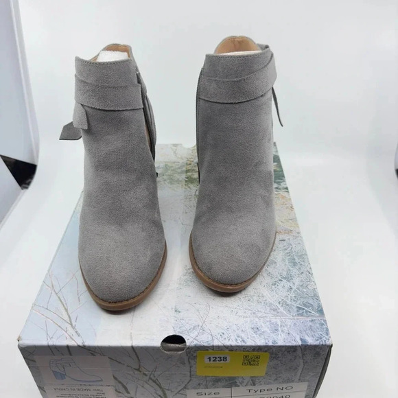 PiePieBuy Tie Knot Chelsea Pump Ankle Boots Closed Toe Faux Suede Gray Size 5.5 - Picture 2 of 8